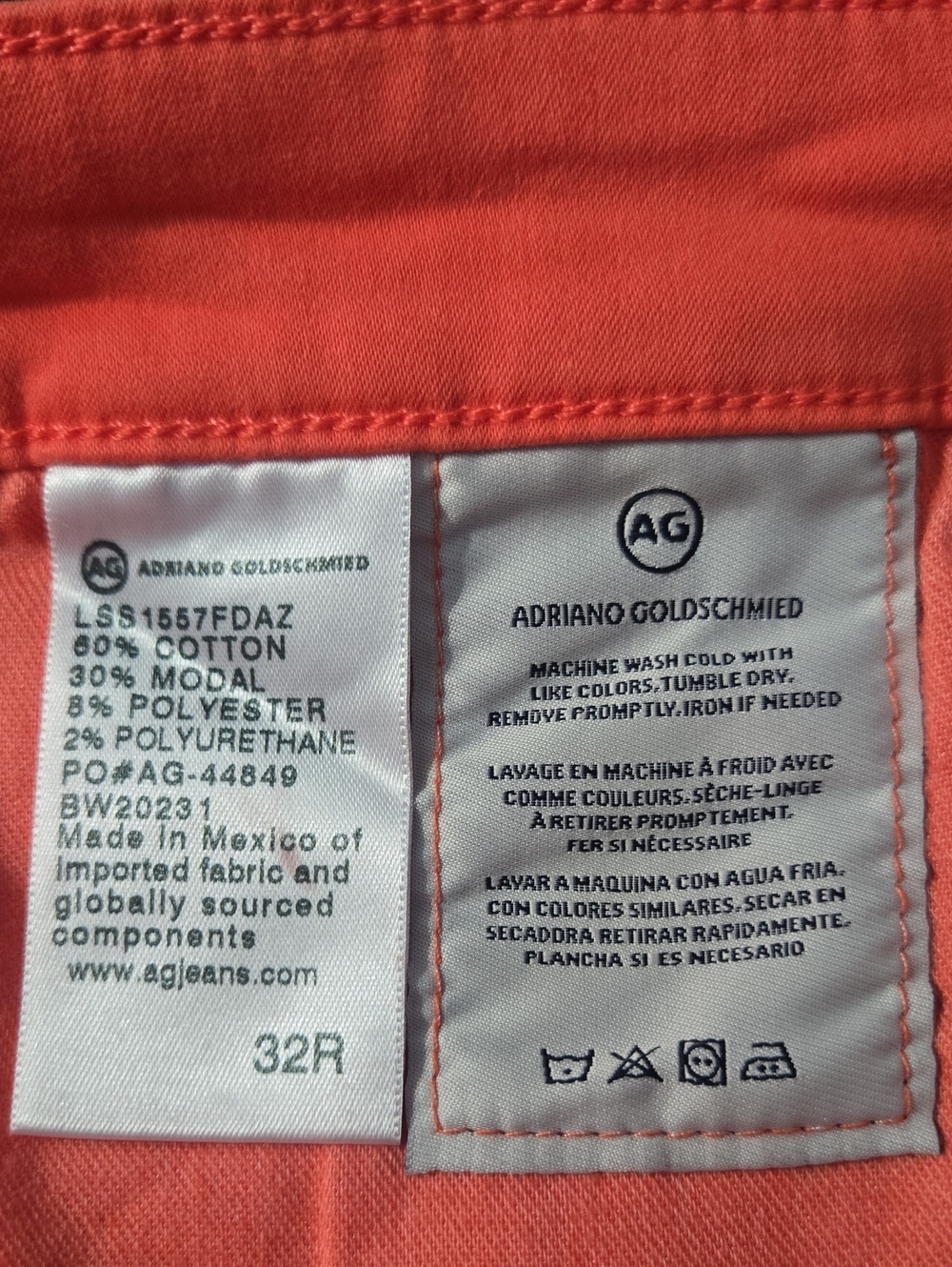 AG Adriano GoldSchmied The Prima Crop Cigarette Crop in Coral/Orange, Size 32 - Picture 12 of 12